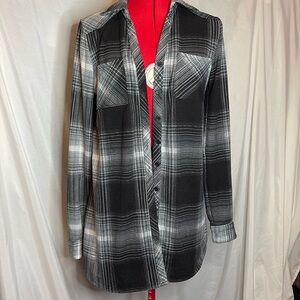 XS255 Warehouse one long button down in grey plaid